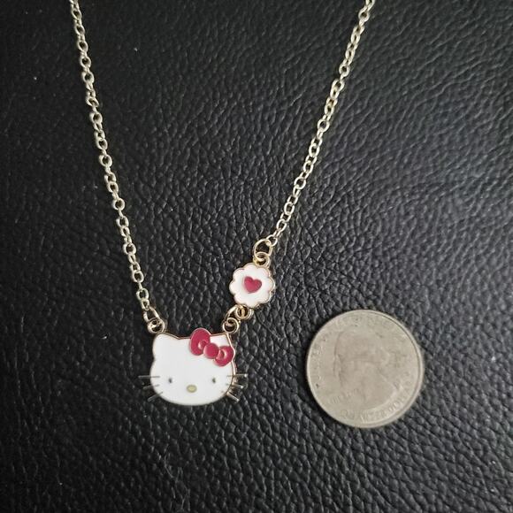 Sanrio Hello Kitty gold ton charm necklace with heart love charm - Picture 2 of 2